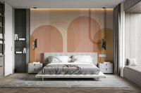 Warm toned arch shapes wall design

