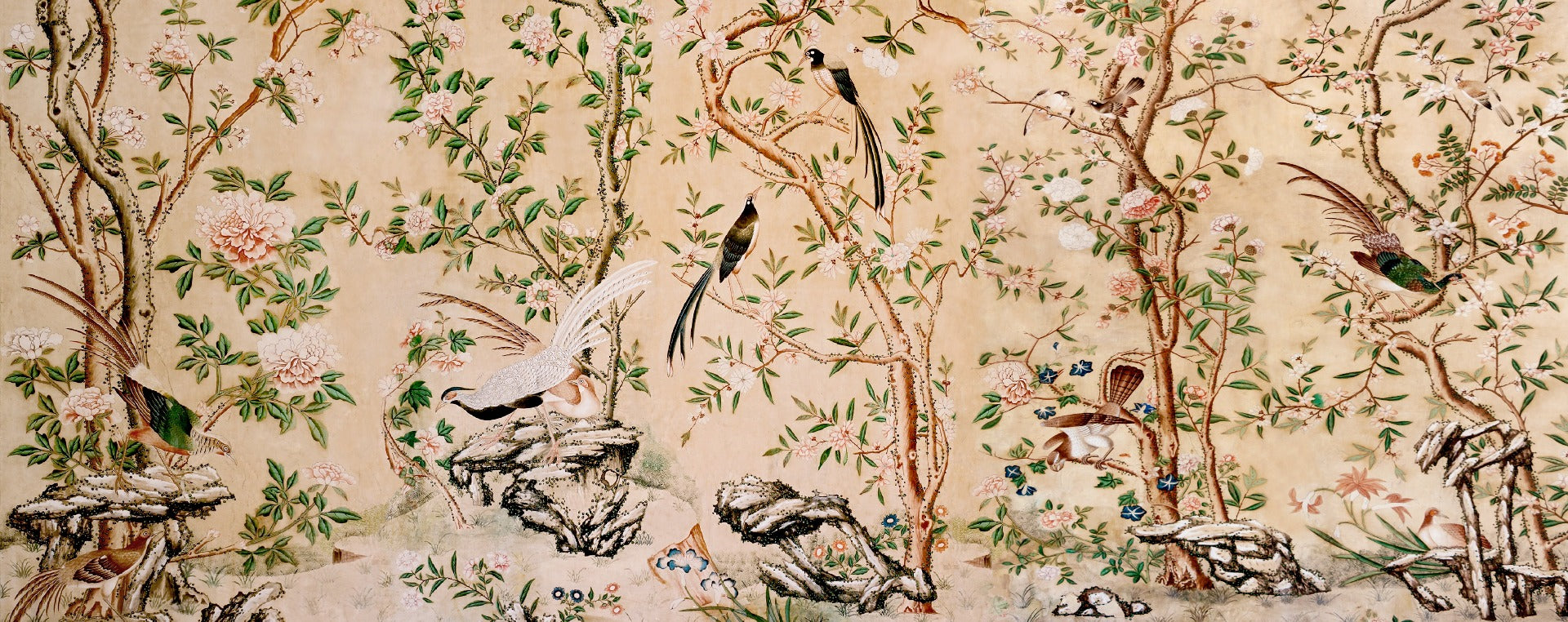 Sepia Chinoiserie Chinese Wallpaper Murals in your room — zoomed