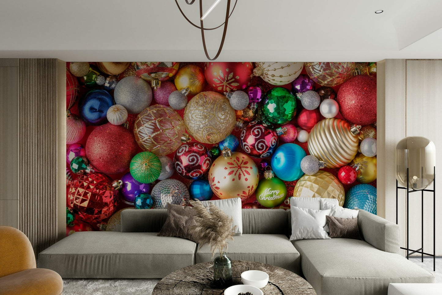 Glitter Christmas balls wallpaper design

