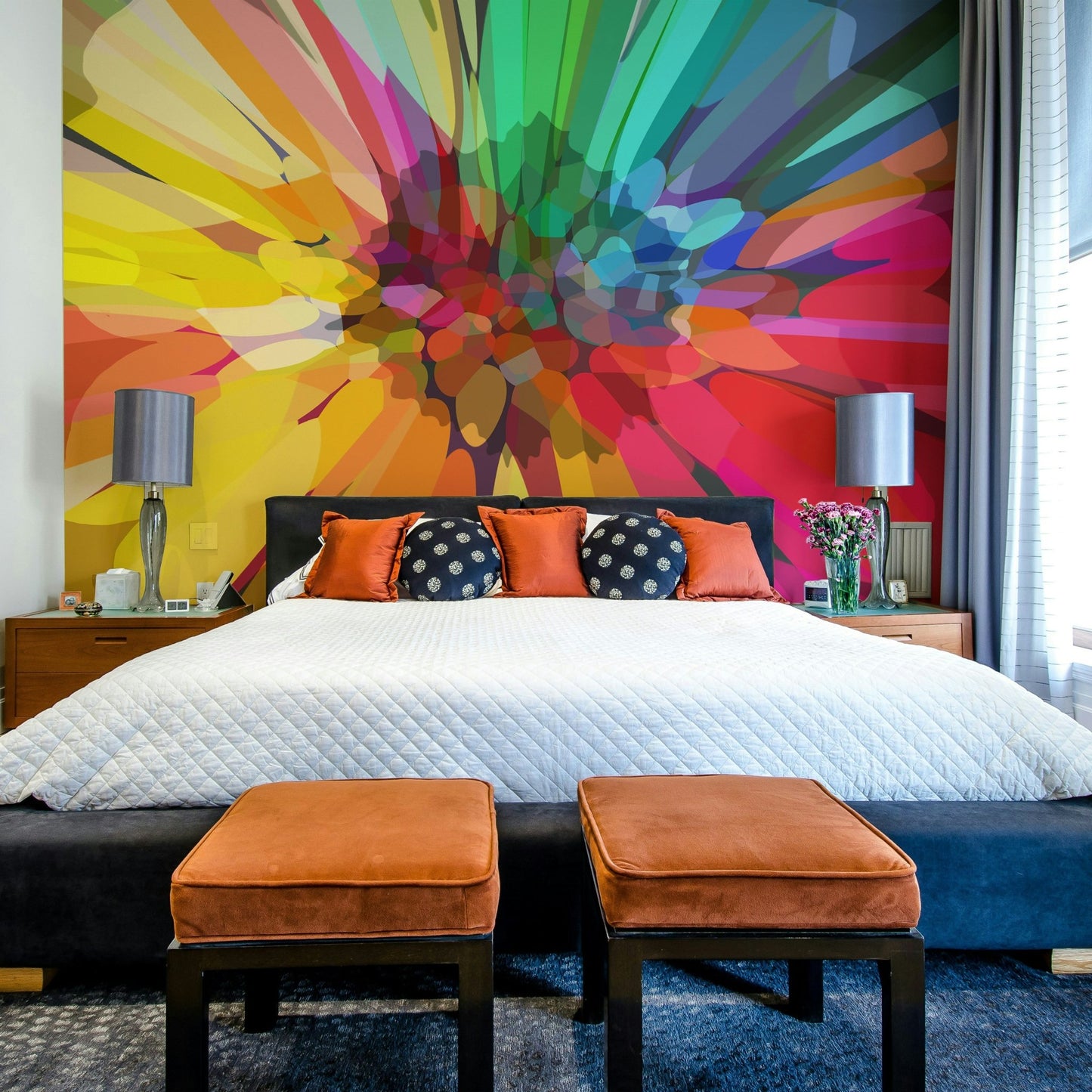 Modern mural with multicolor gradient transitions

