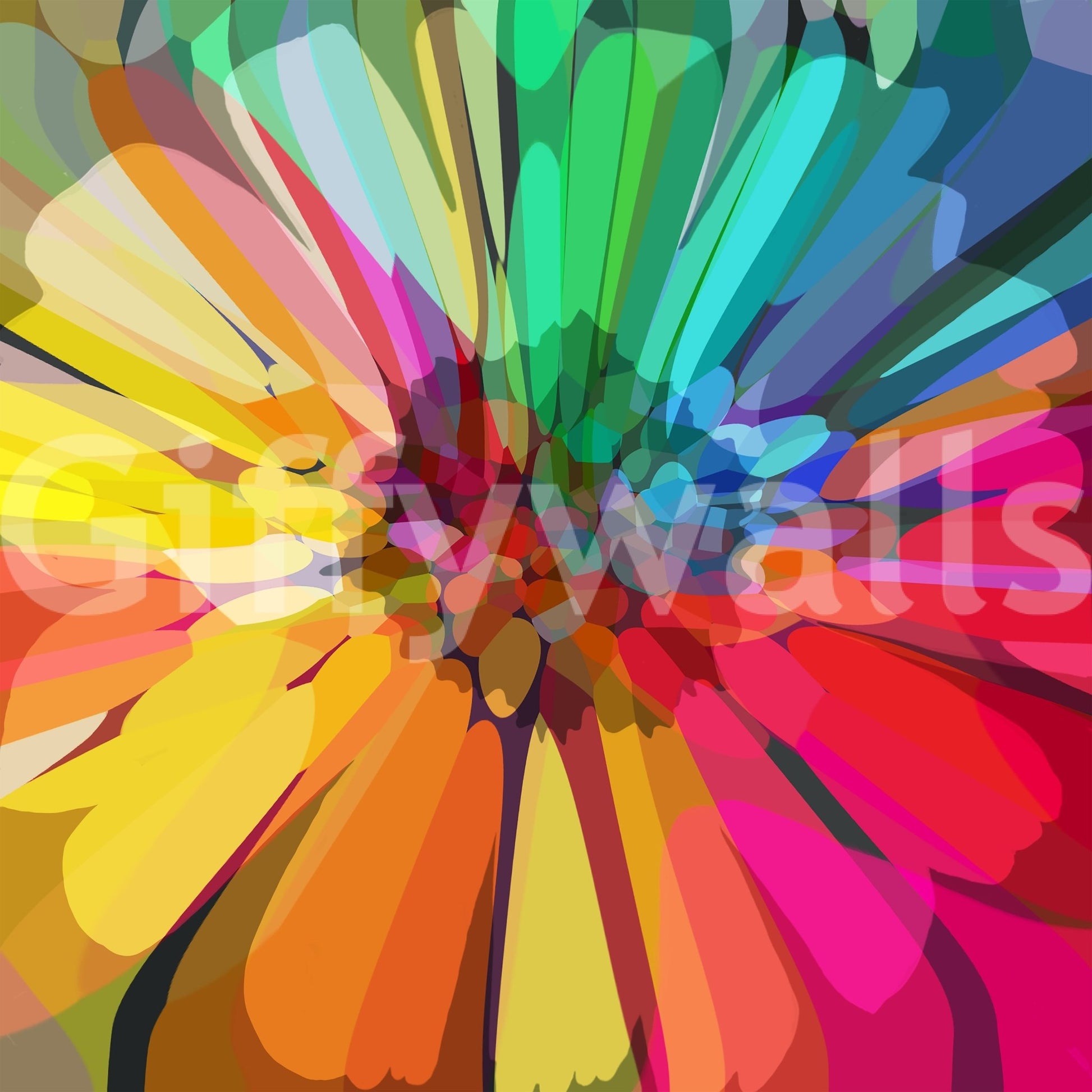 Color-forward mural evoking movement and energy


