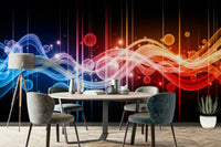 A seamless pattern of colorful waves on a wall

