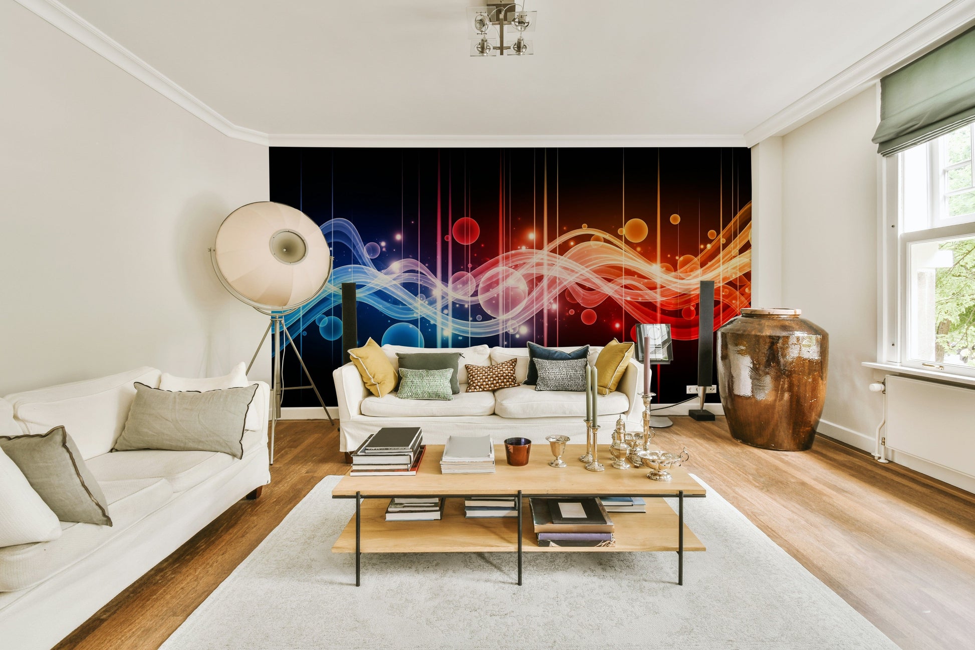 Chromatic Waves wall mural on a wall

