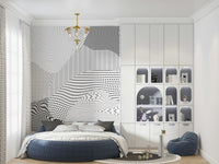 An artistic soft focus mural on minimalist wallpaper.
