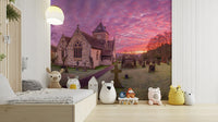 A beautiful religious building wall mural for a living room.


