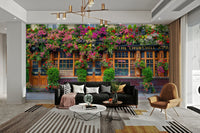 Stunning floral wallpaper featuring an iconic pub

