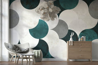 Circle Abstract Wall 03 mural with soft tones and overlapping round forms for a contemporary look.