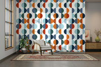 The wall mural is installed on a living room feature wall.

