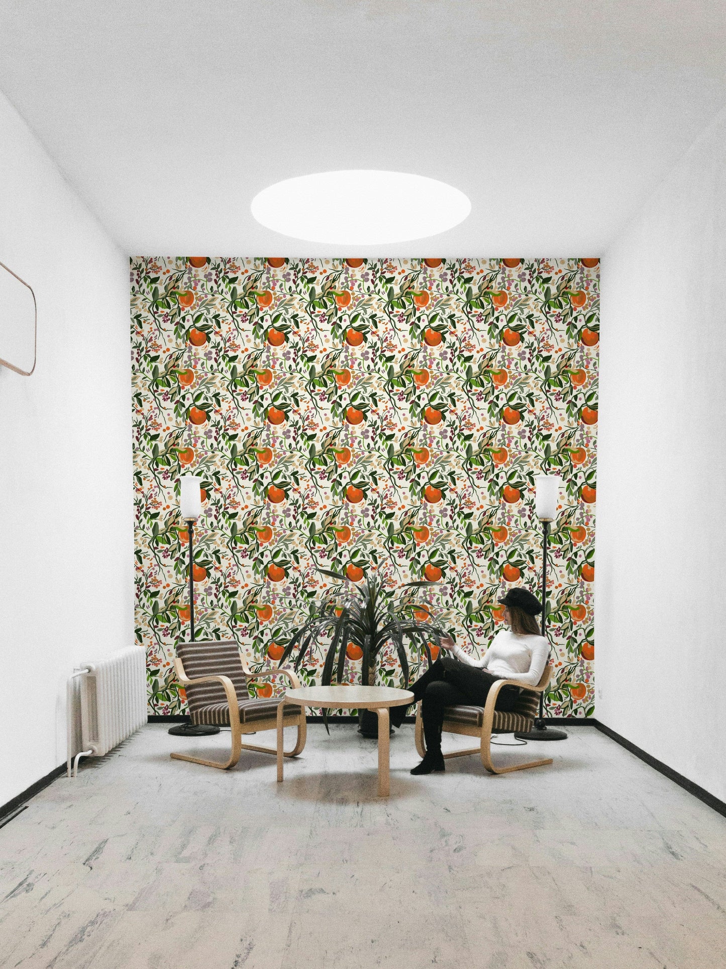 Botanical Orange Motif vibrant wall art

