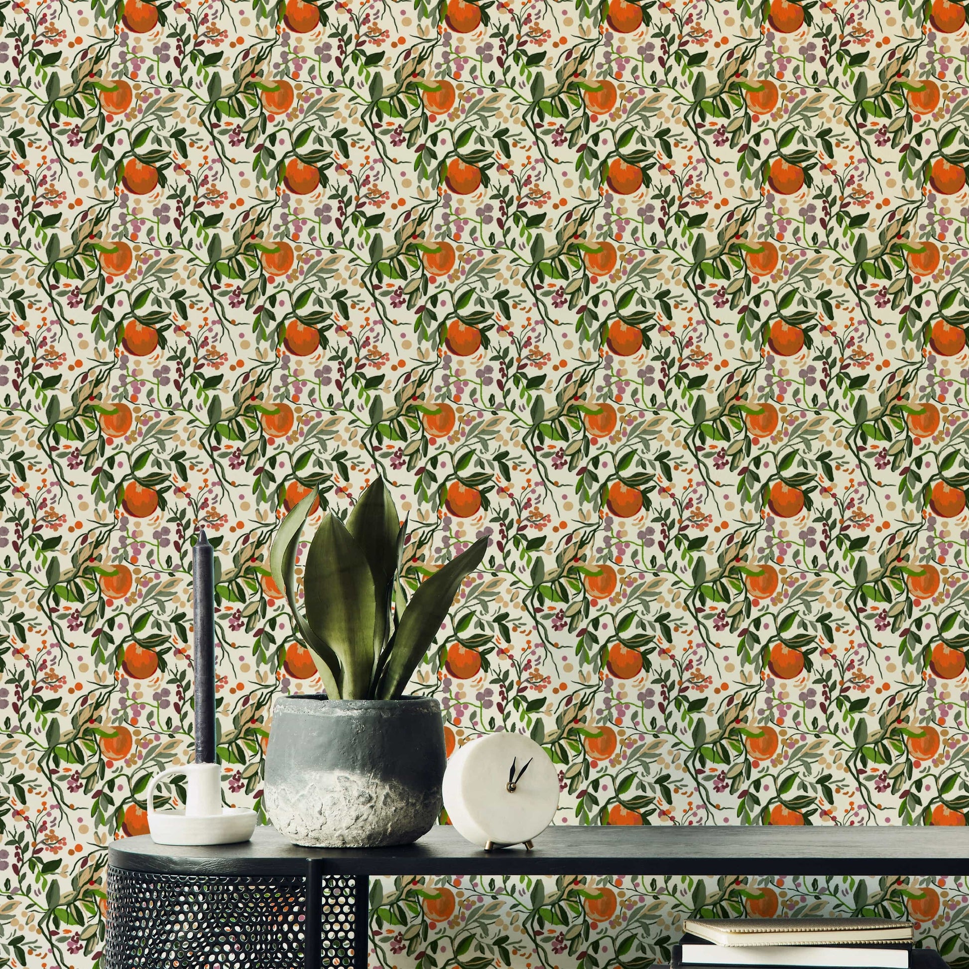 Botanical Orange Motif botanical wall mural

