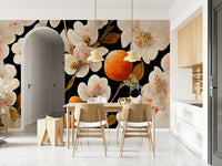 A contemplative lush orange tree wallpaper mural for a feature wall.

