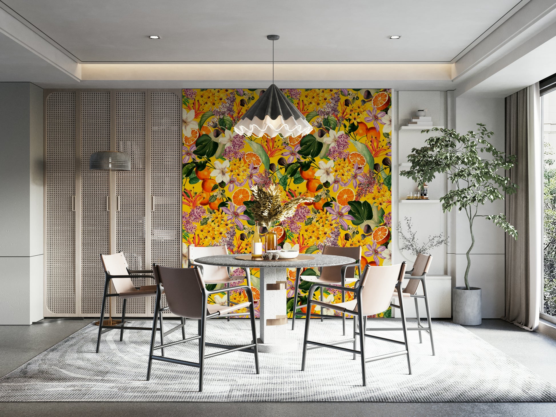 Citrus Blossom Burst wallpaper bringing fresh energy to your space

