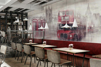 Iconic London landmarks in a modern collage wall mural

