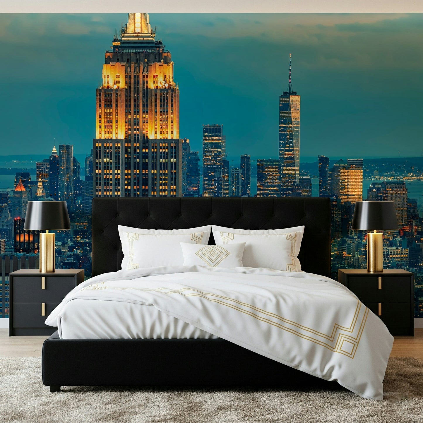 Vibrant twilight horizon City Lights at Dusk wallpaper mural