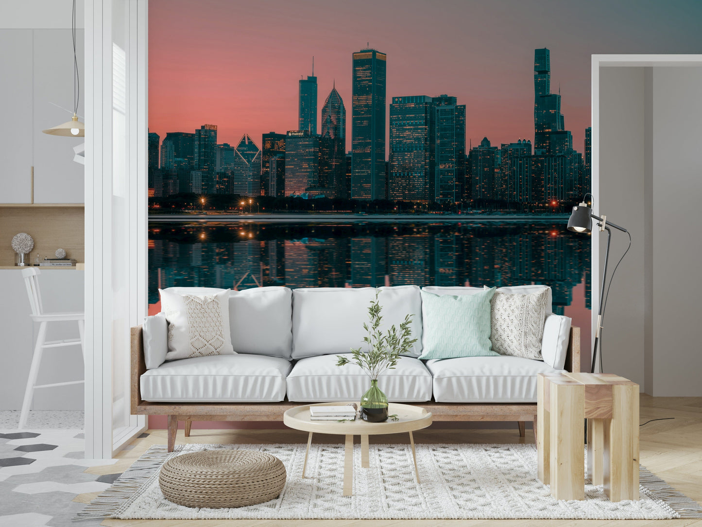 City Lights Reflected Wall Mural -2598150