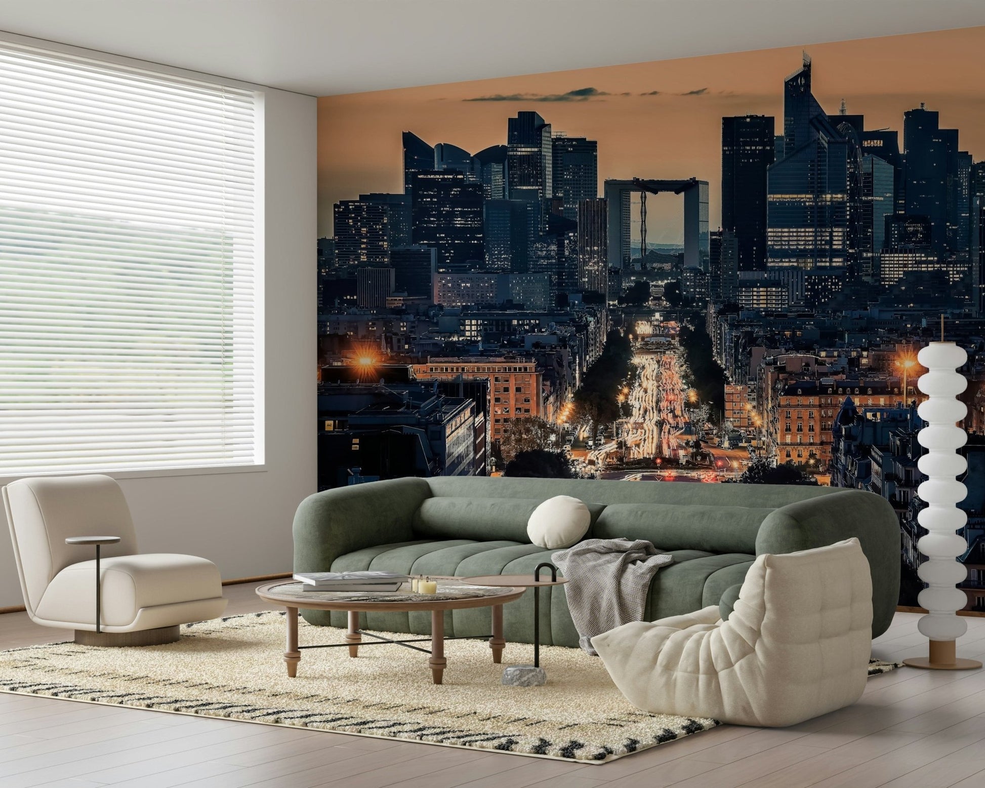 Vibrant at Dusk wall mural exhibiting light trails.