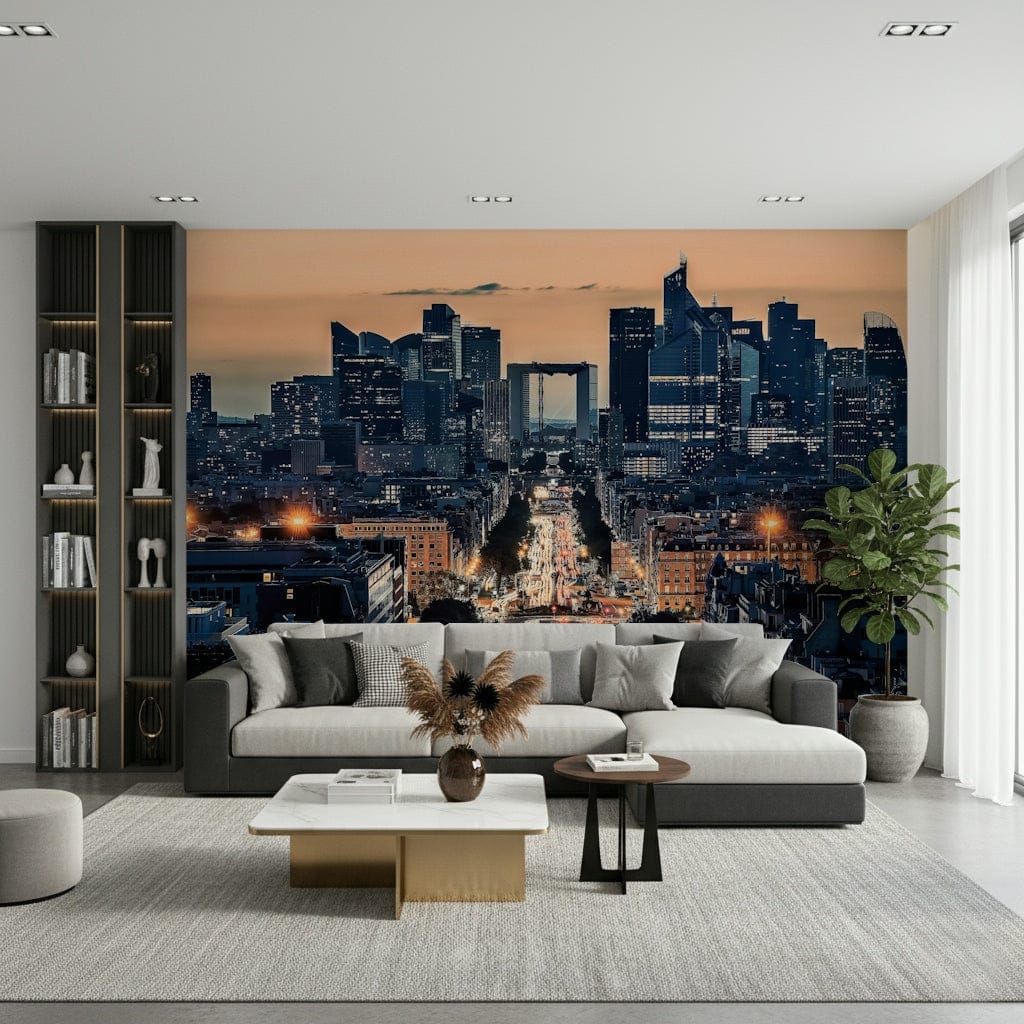 Vivid City of Lights wallpaper for walls with buildings.