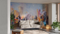 City Skyline Oil Paint Wallpaper - Giffywalls