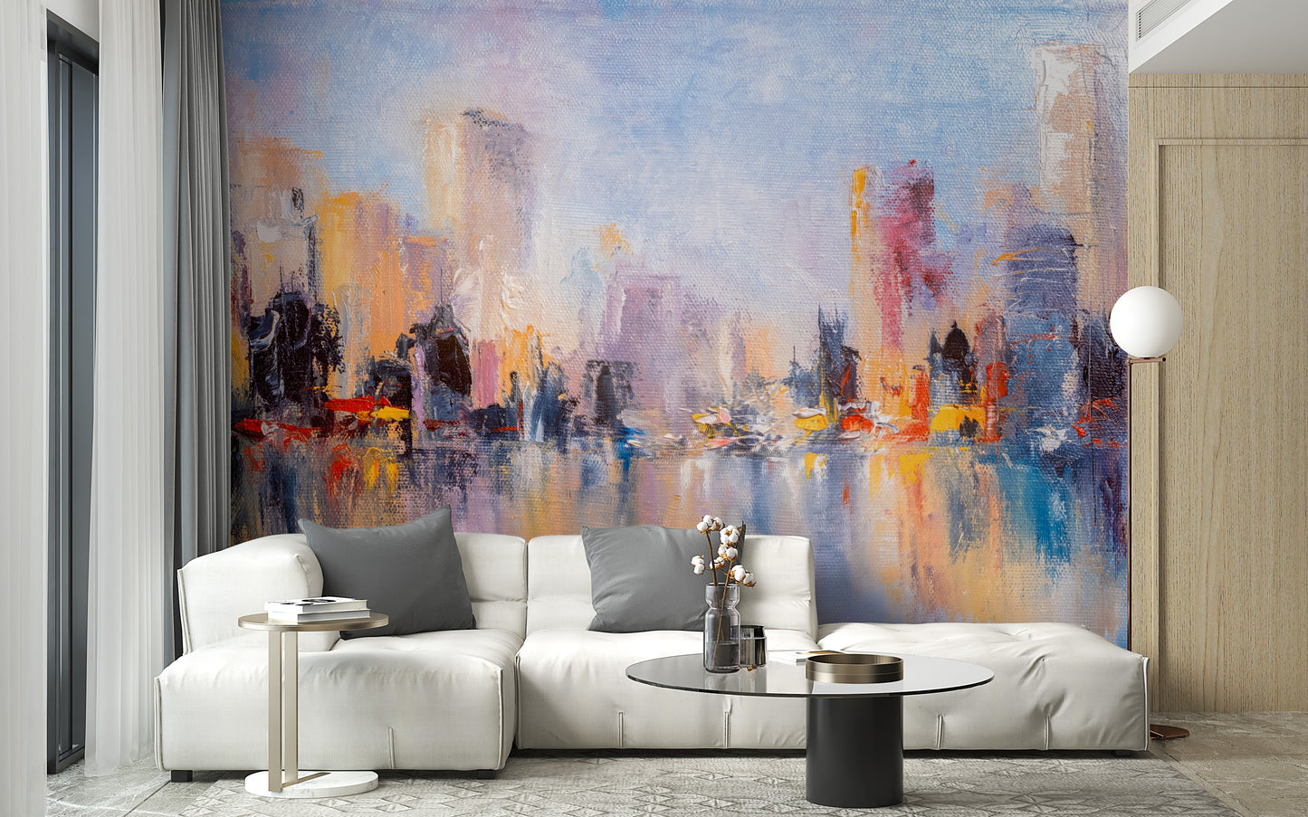 City Skyline Oil Paint Wallpaper - Giffywalls