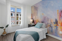 City Skyline Oil Paint easy to apply wallpaper