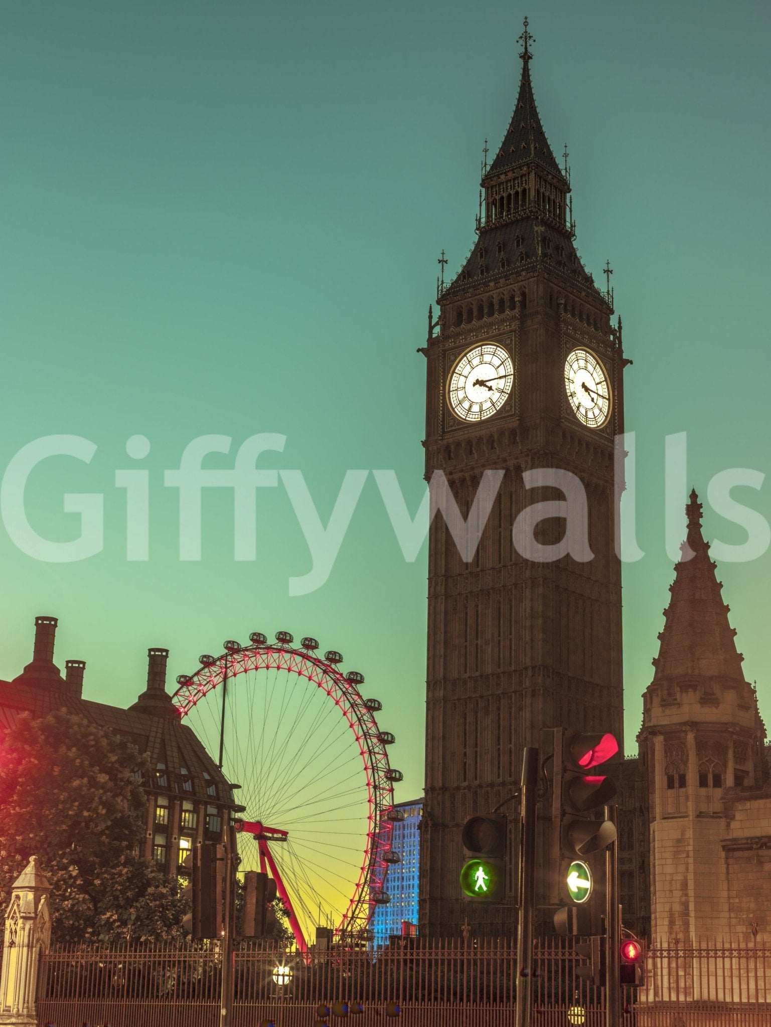 City Timepiece Wall Mural