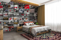 Detailed cityscape wall mural for a bold urban touch.

