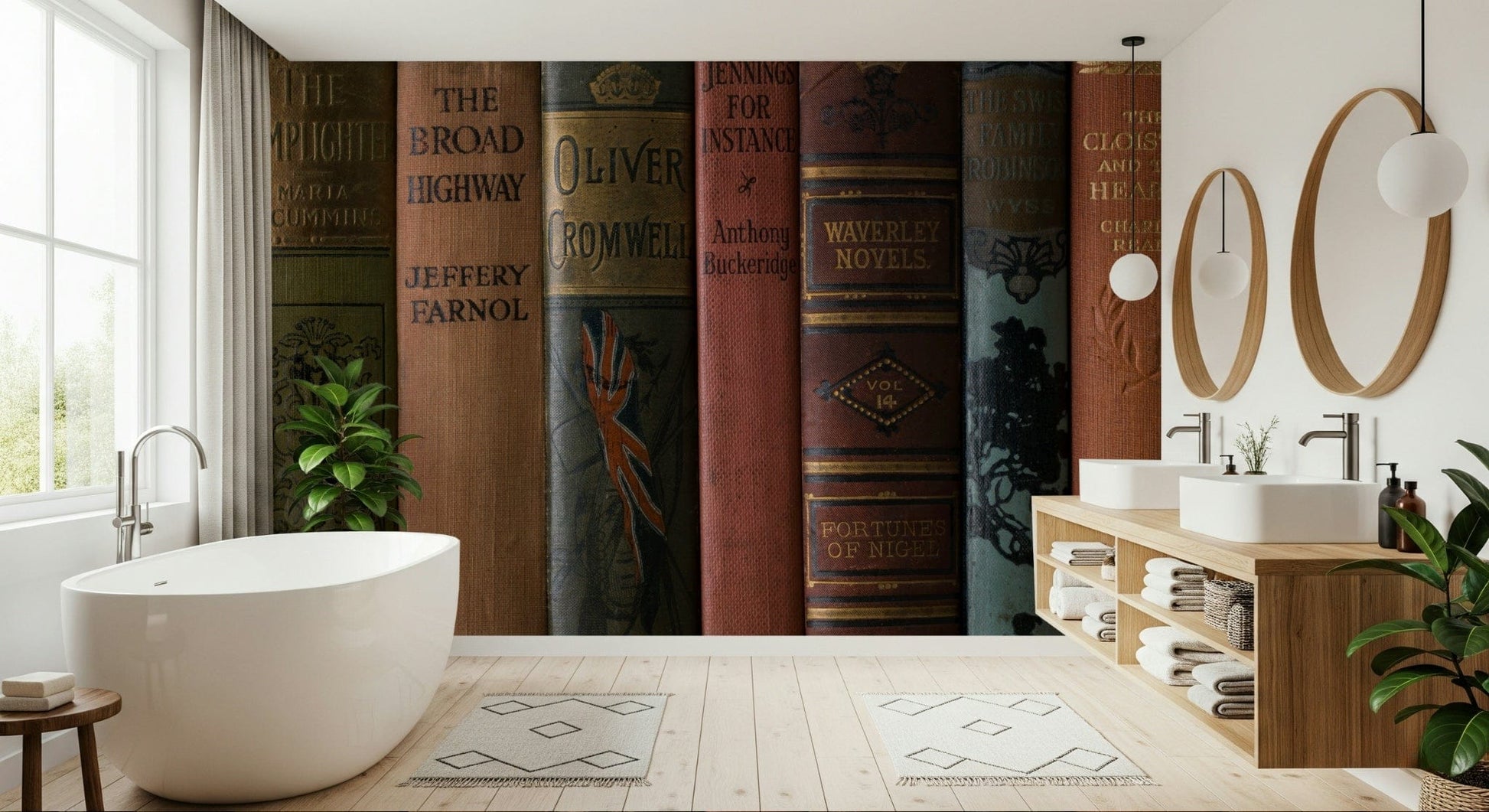 Antique books wall mural with rich covers