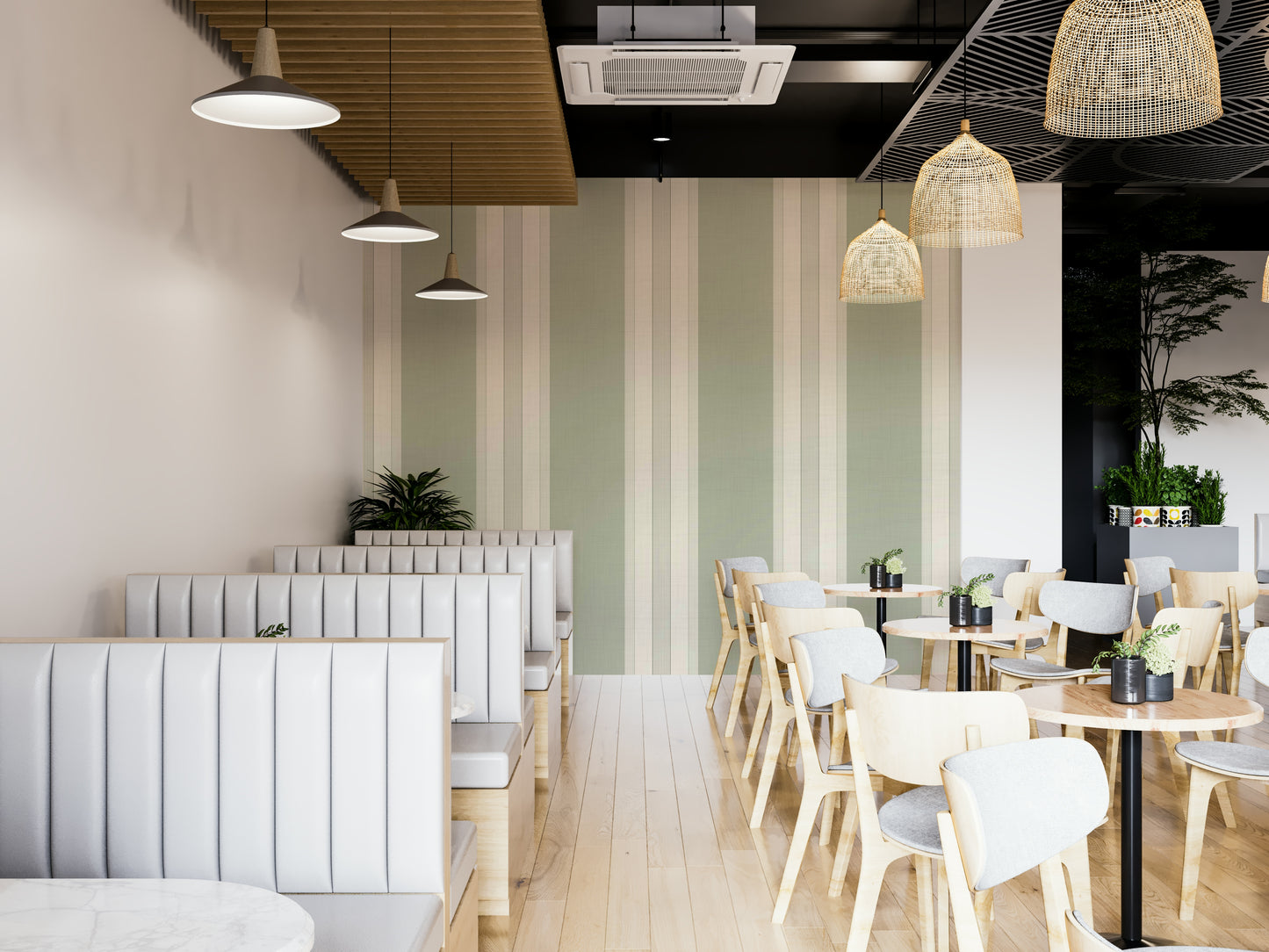 Classic Multiline Stripes Sage Green Wallpaper⁠