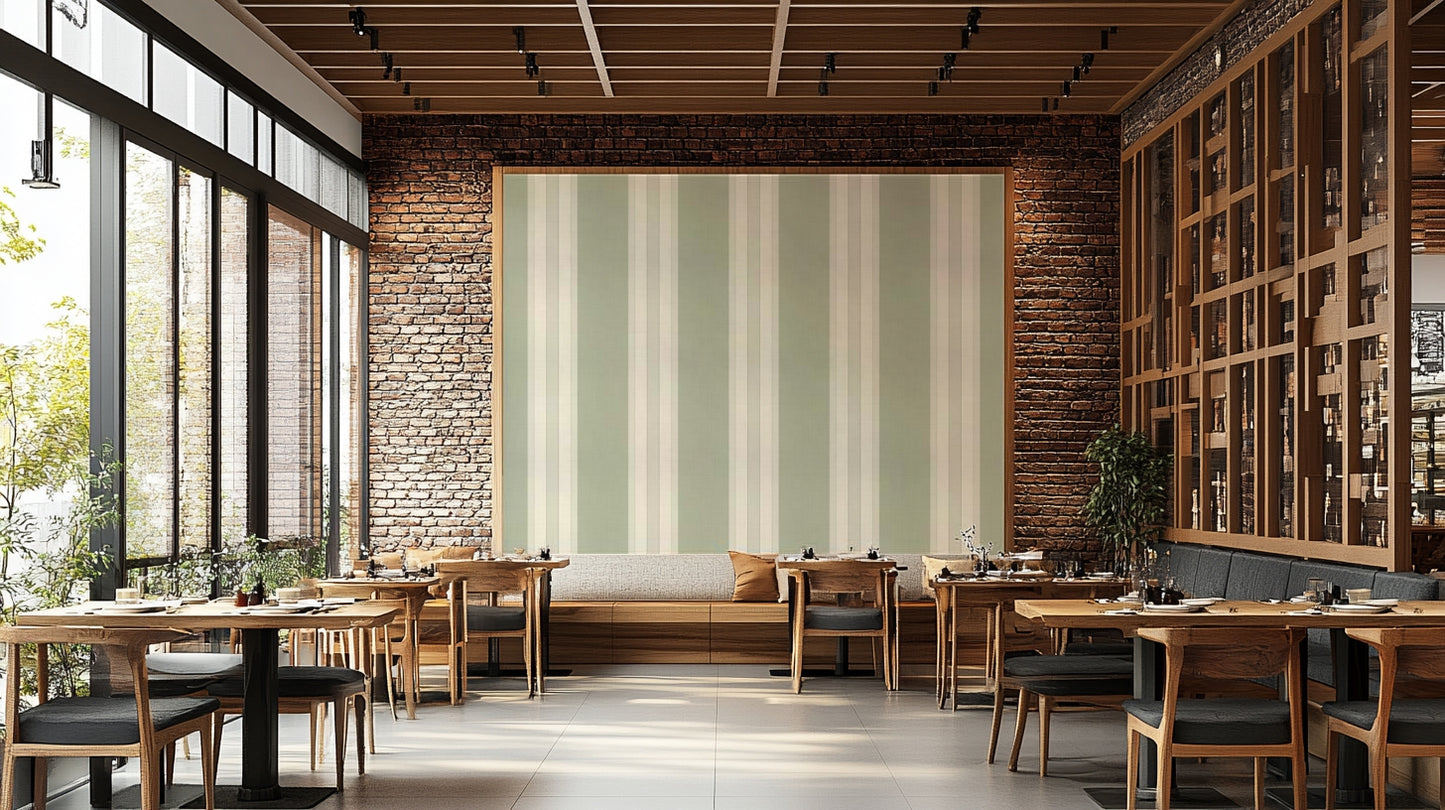 Classic Multiline Stripes Sage Green Wallpaper⁠