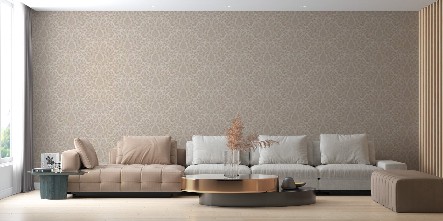 Beige Damask pattern Wallpaper Mural