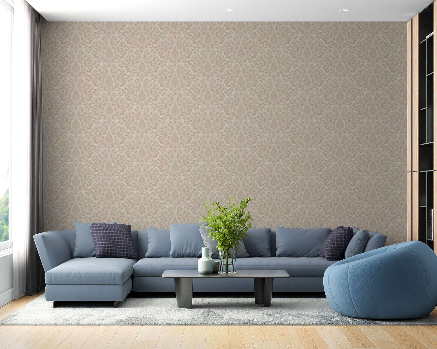 Beige Damask pattern Wallpaper Mural