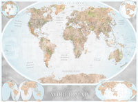 Classic world map in blue and earthy tones Wall Mural