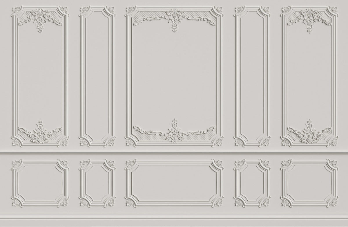 Georgian White Wood Molding Panel Wallpaper Mural in your room