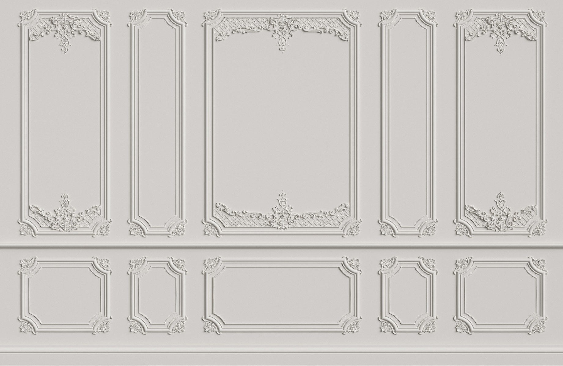 Georgian White Wood Molding Panel Wallpaper Mural