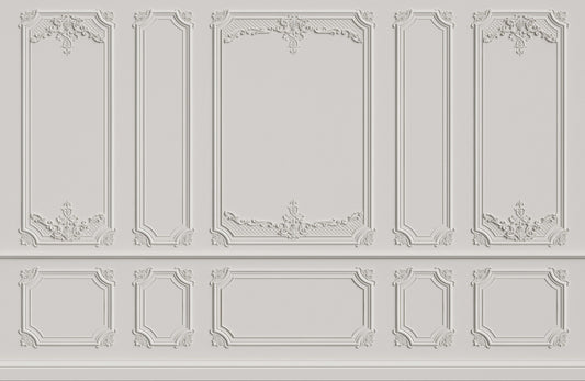 Georgian White Wood Molding Panel Wallpaper Mural