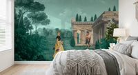 Bedroom styled with Classical Garden Retreat wall mural scenery
