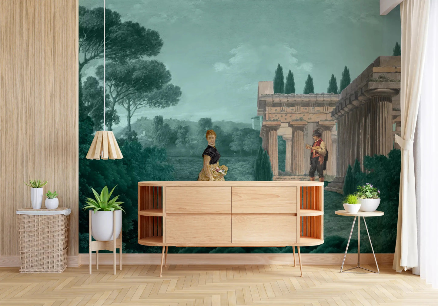 Hallway decorated with Classical Garden Retreat wall mural artwork