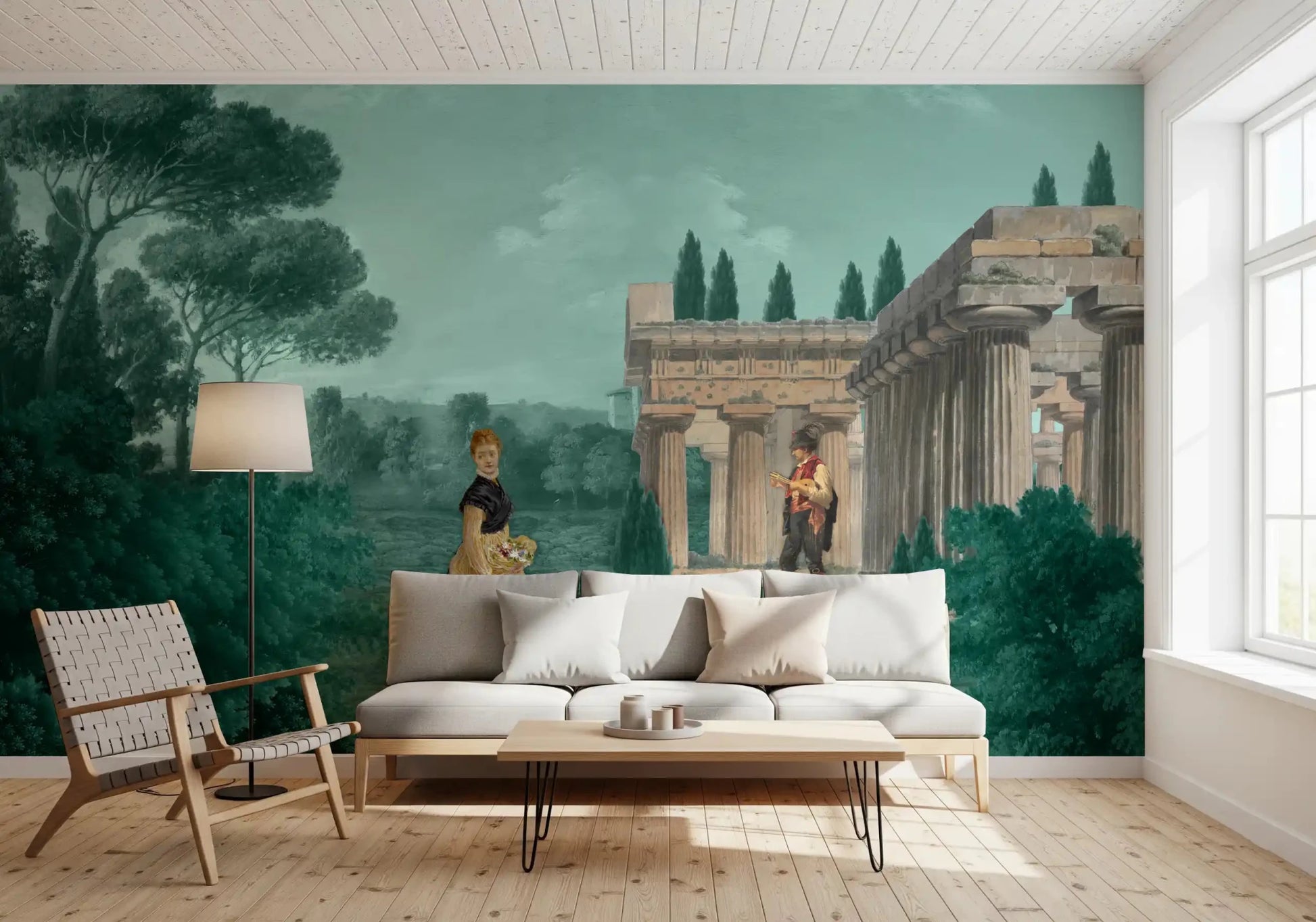 Entryway interior enhanced by Classical Garden Retreat wall mural