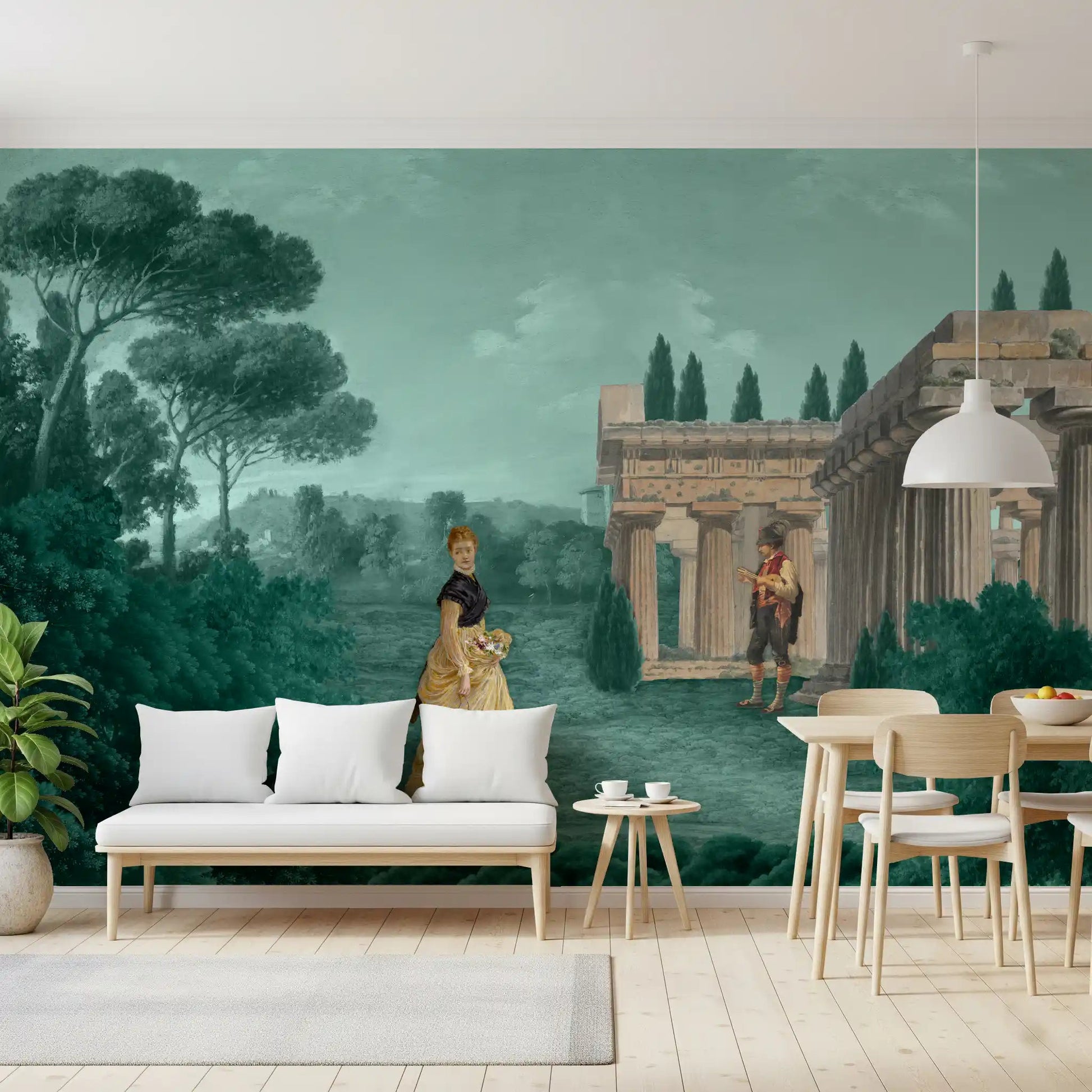 Dining room updated with Classical Garden Retreat wall mural scene