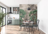 The classical oasis wall mural brings nature into a quiet Kitchen and dining room