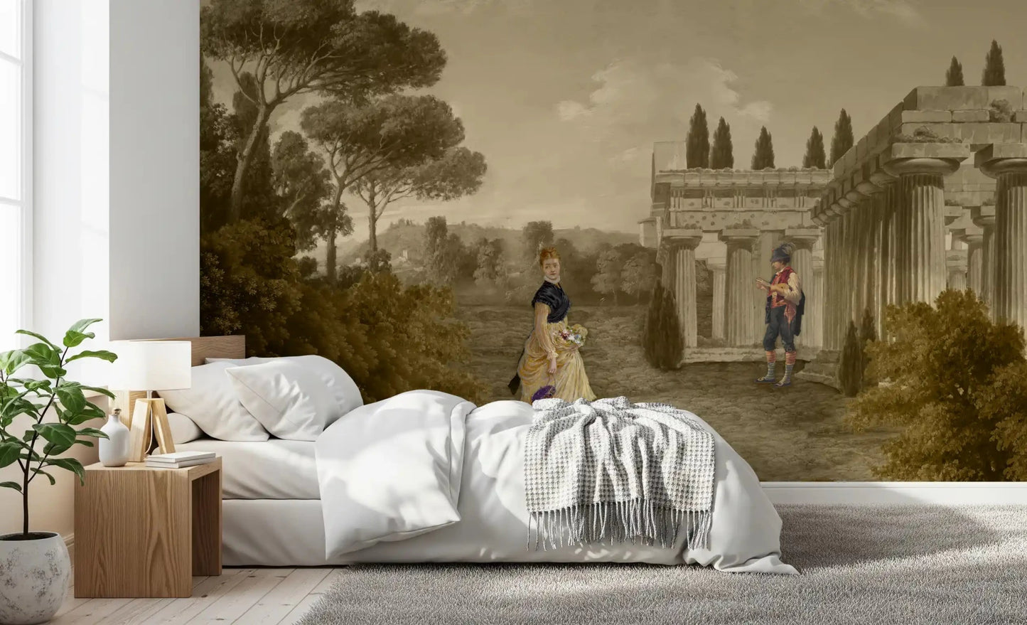 Classical Reverie in Sepia Wall Mural