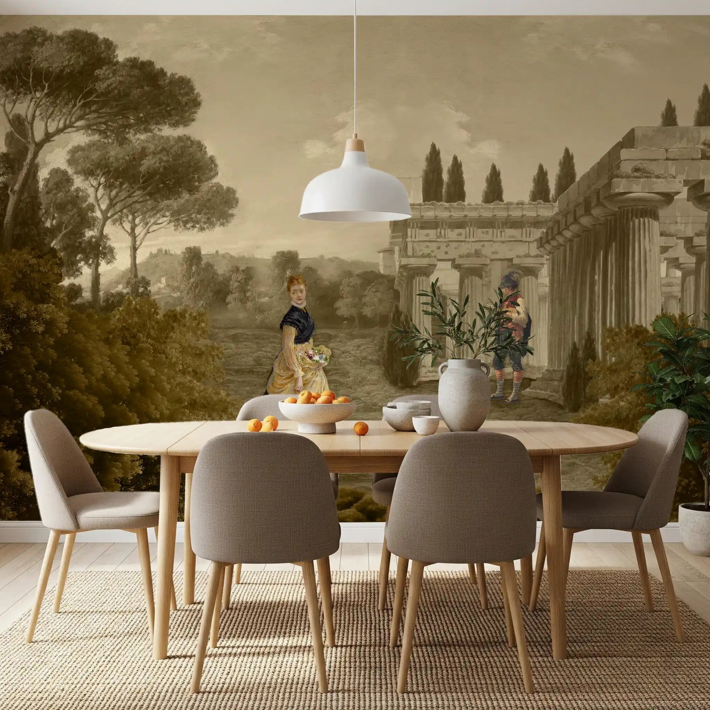 Classical Reverie in Sepia Wall Mural