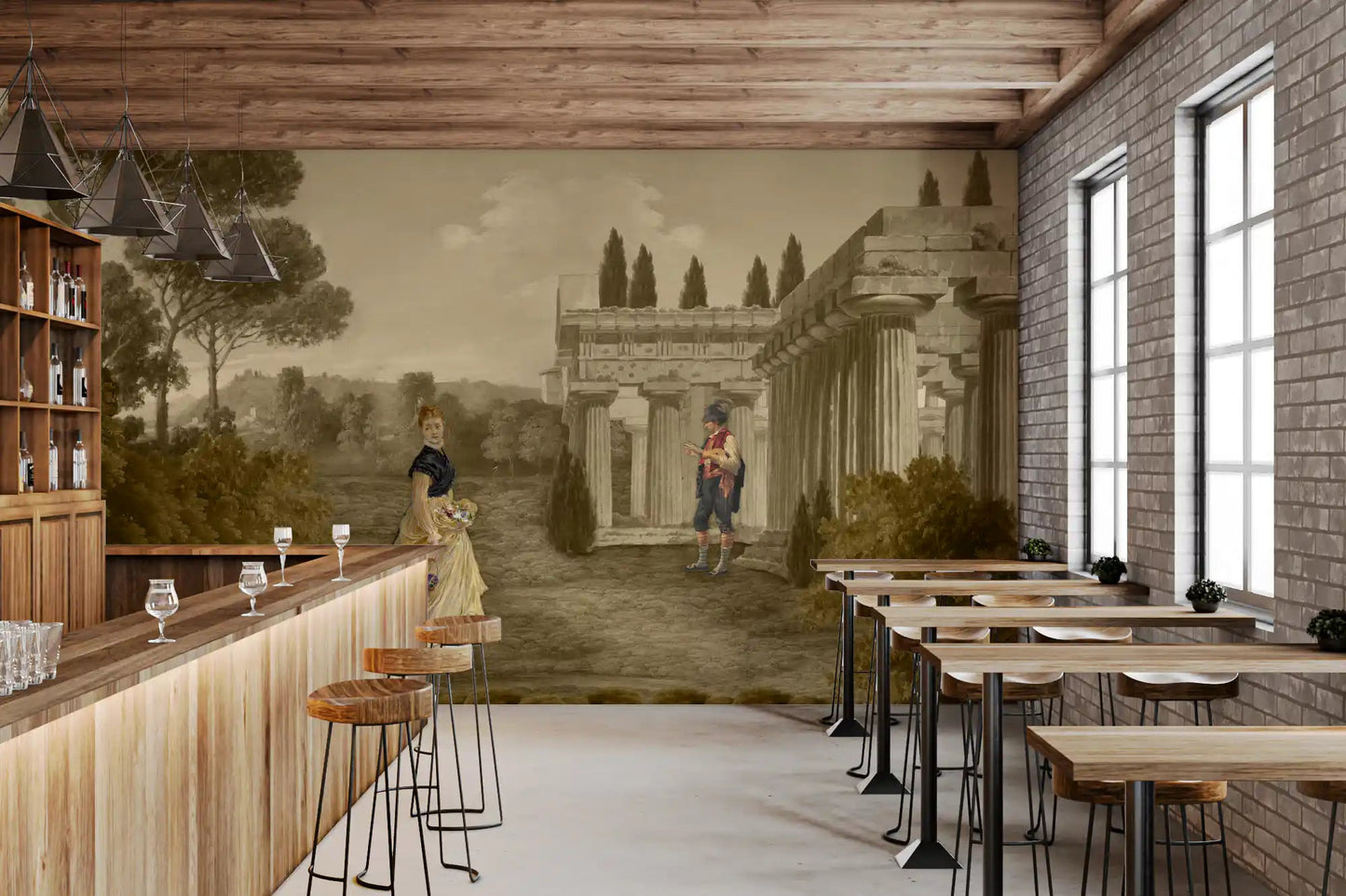 Classical Reverie in Sepia Wall Mural