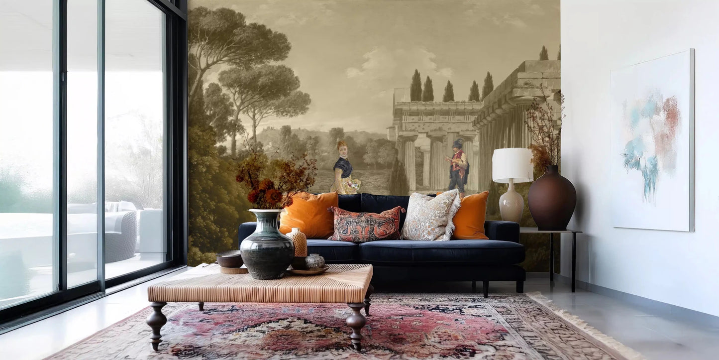 Classical Reverie in Sepia Wall Mural