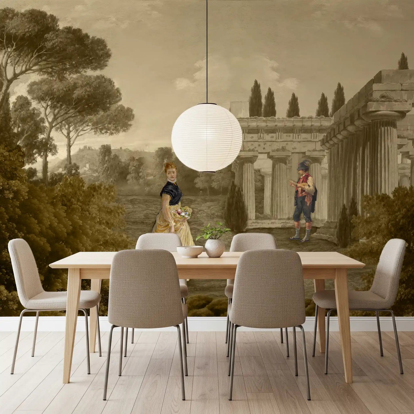 Classical Reverie in Sepia Wall Mural