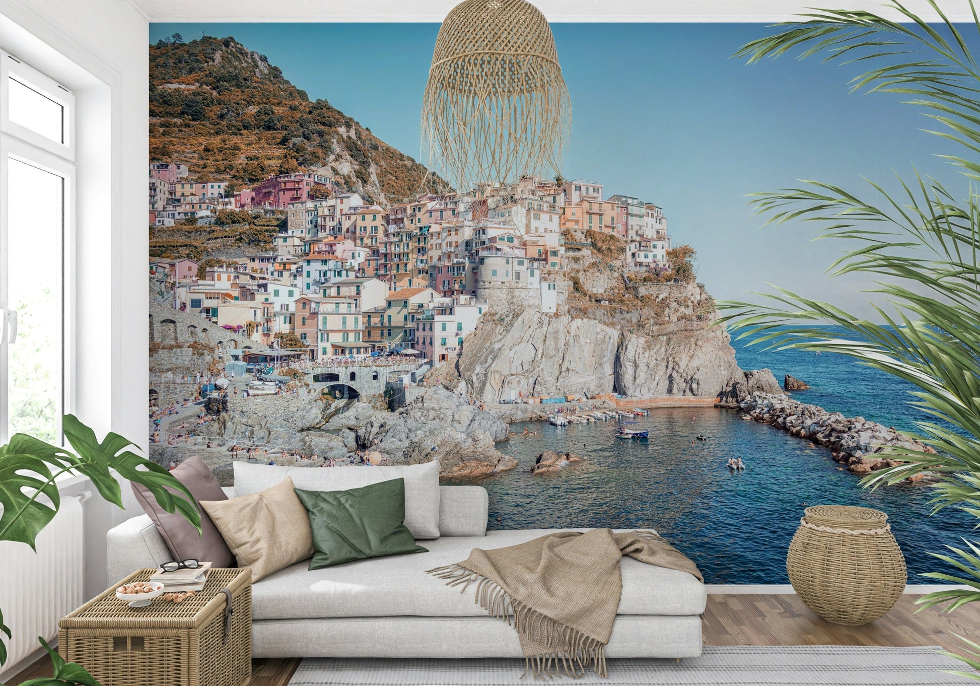 Italian village landscape Cliffside Homes View wall mural