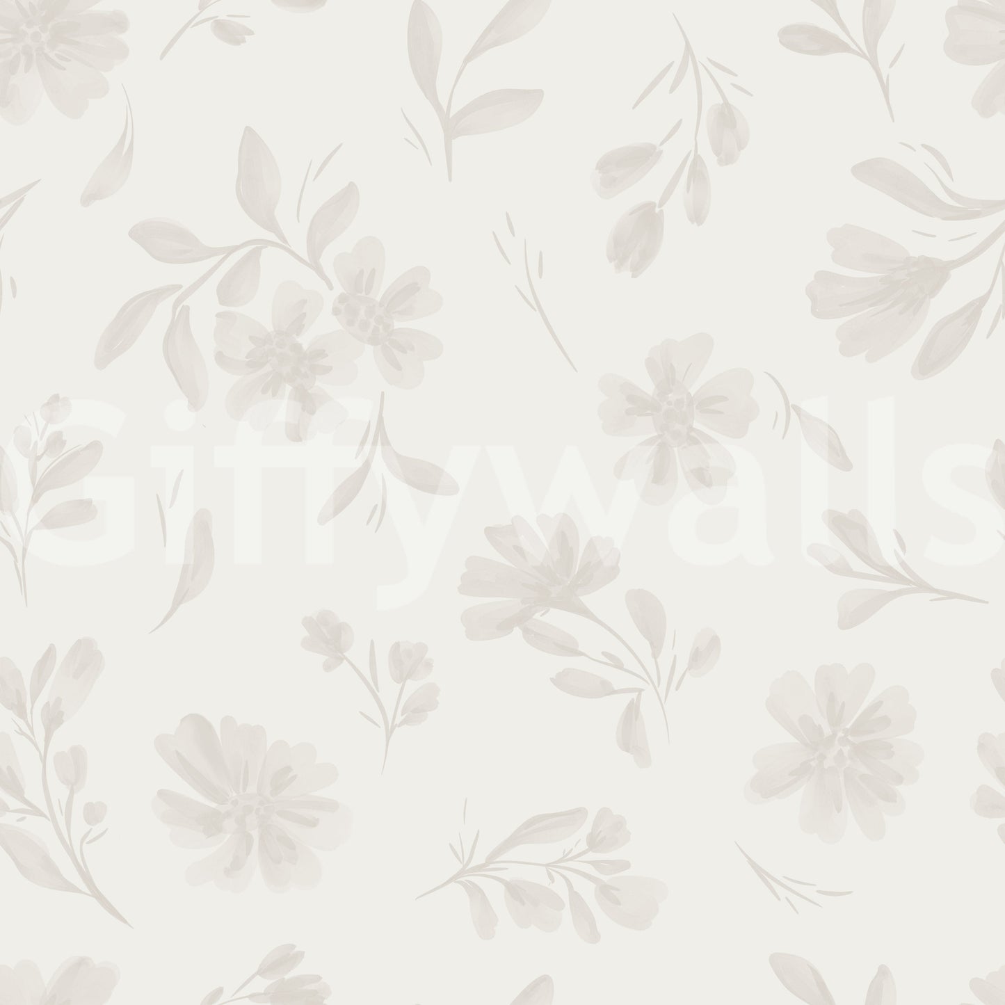 Gentle Neutral Flora Cloud Dancer White wallpaper mural design.