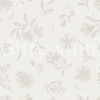 Gentle Neutral Flora Cloud Dancer White wallpaper mural design.