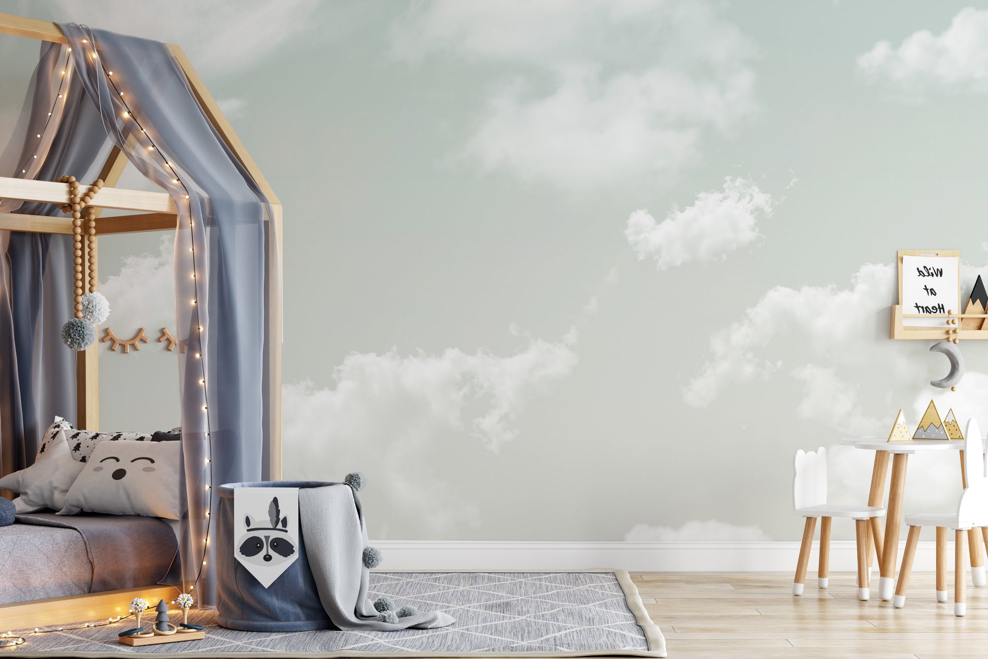 Vibrant, high-resolution image of the celestial wall design against natural light.