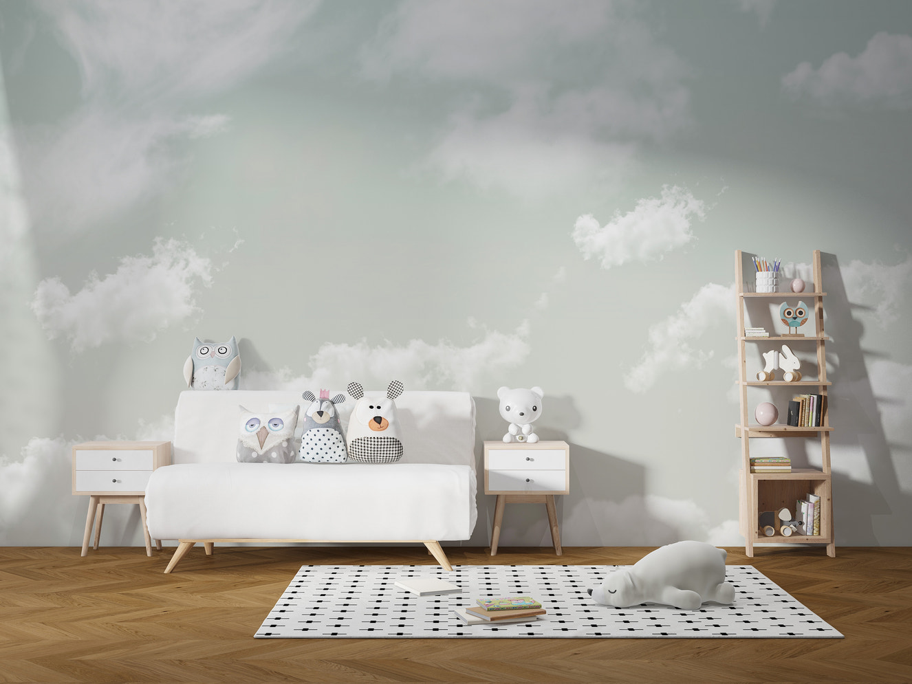 Close-up texture of dreamy cloud dancer sky wallpaper mural material.